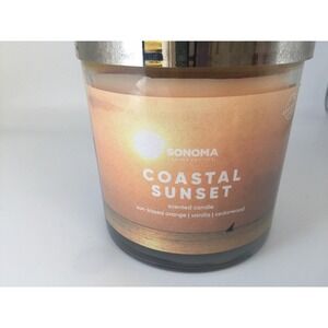 Unused Candle Sonoma Coastal Sunset Orange, vanilla Cedar wood Shelf Wear